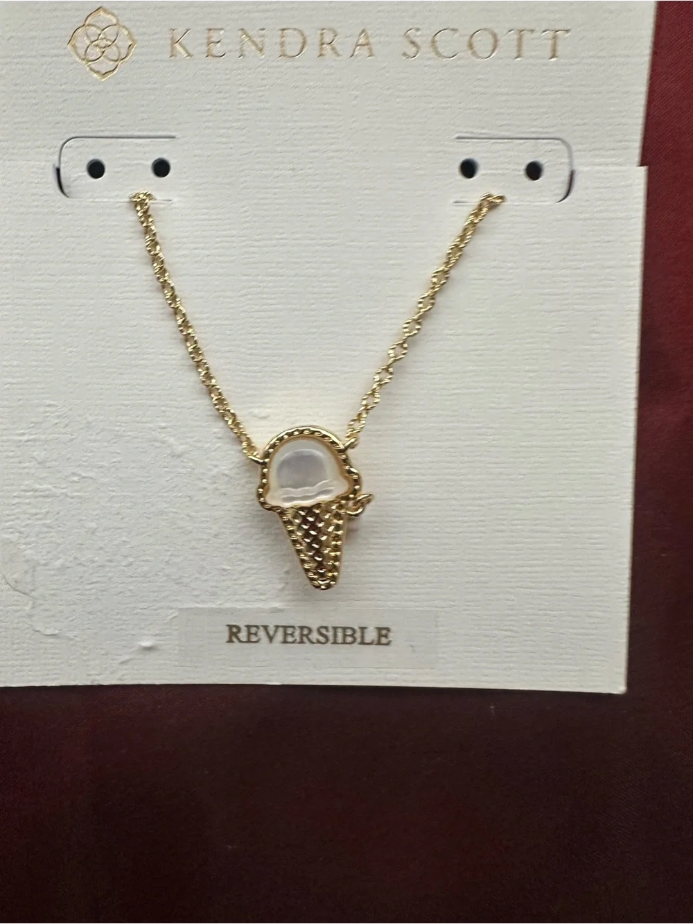NWT! Kendra Scott 14K gold over brass Ice-Cream Cone Reversible Necklace Pendant